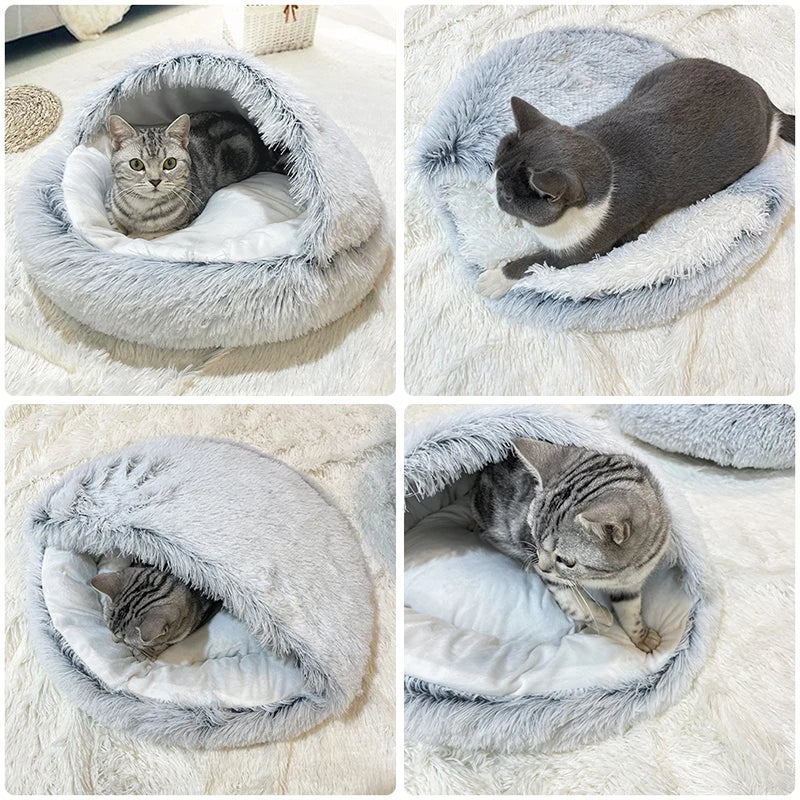 Cozy Haven: Luxurious Long Plush Pet Bed for Cats and Small Dog