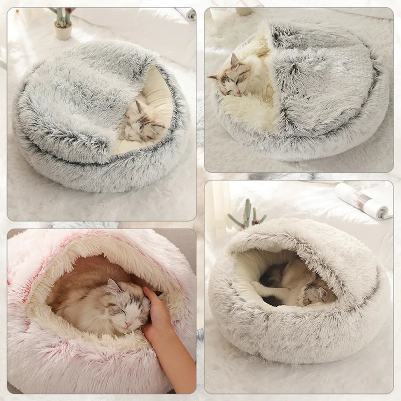 Cozy Haven: Luxurious Long Plush Pet Bed for Cats and Small Dog